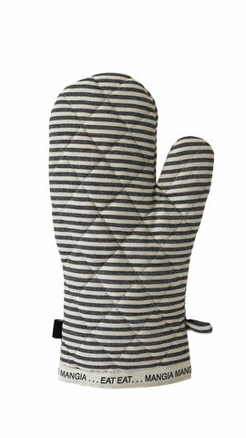 Stripe Oven Glove - Charcoal and Cream