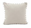 Taupe Chambray Cushion with Pom Pom Trim